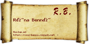 Róna Bennó névjegykártya